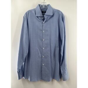 BOSS Hugo Boss Men’s Long Sleeve Button Up Dress Shirt Houndstooth 16 34/35